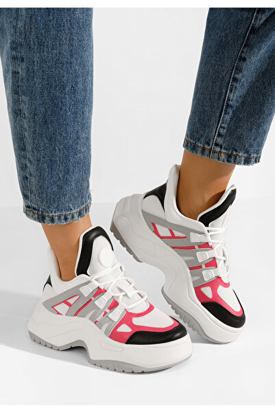 B T Shoes Bílé dámské tenisky na platformě Alessia F