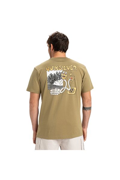 Quiksilver Ανδρικό μπλουζάκι με πράσινο casual στυλ Home Disconnect Effects Eqyzt08049-26114