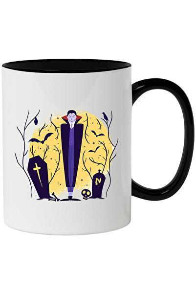 StoryGift Romania Mug With Vampire, Horror, Halloween, Cemetery, Bats, Multic...
