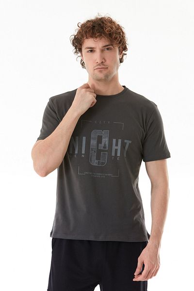 Fulla Moda Night Text Printed Crew Neck T-Shirt