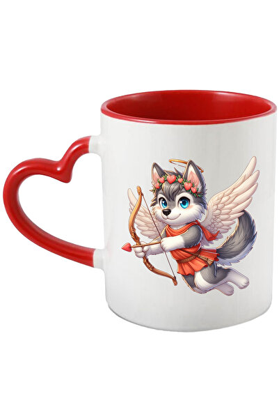 StoryGift Romania Cana Cu Un Caine Husky Cupidon, Ilustratie, Trage Cu Arcul, Indragostire, Aripi,, Cu ,stg