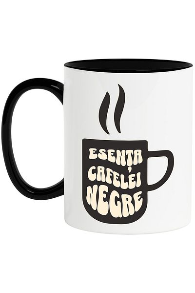 StoryGift Romania Black coffee essence morning energy aroma mug, 330ml, Ceramic with N Handle, With
