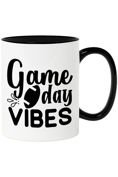 StoryGift Romania Mug with an American football ball and the text "Game day vibes" - game day vibes, With