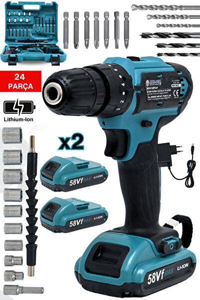 Mur-Cell Mur-9022 12v Metal Şanzıman Çift Akülü Bakır Sargı Şarjlı Matkap Akü...