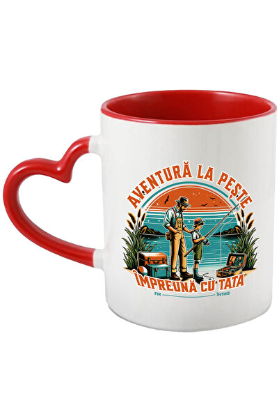 StoryGift Romania Cana Aventura La Peste - Impreuna Cu Tata Pescuit, 330ml, Ceramica Cu Maner Inim, Cu ,stg