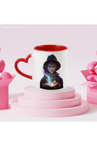 StoryGift Romania Mug with Portrait of Little Wizard Boy, Magic Book, Magic, Hat, Custom, Harry Po, With, STG.