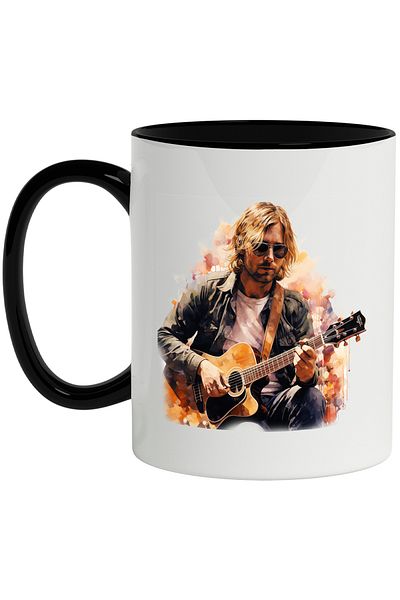 StoryGift Romania Mug With Kurt Cobain, Singer, Artist, Celebrity, Nirvana, Multicolor 330 ml,, With