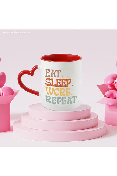 StoryGift Romania Mug with the message "Eat. Sleep. Work. Repeat." - eat sleep work repeat with M, Cu,STG.