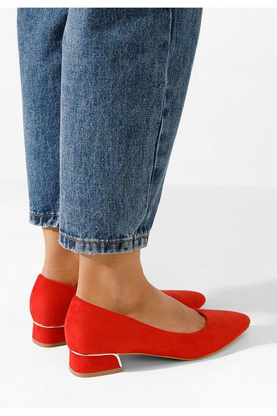 B T Shoes Lexie Red Low Heel Shoes