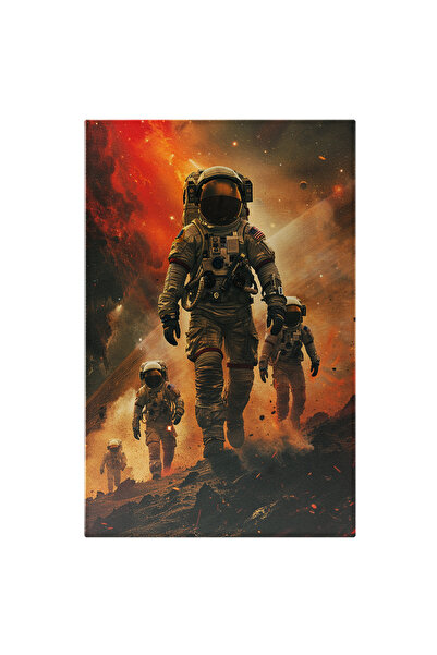 StoryGift Romania Tablou Canvas Echipa De Astronauti In Echipamente Albe Merg...