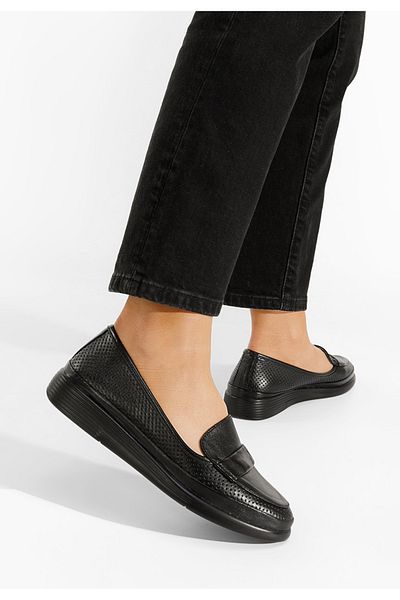 B T Shoes Sadira Natural Leather Loafers Black