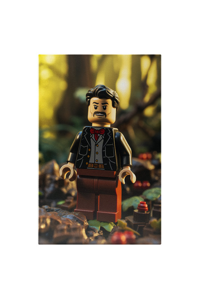 StoryGift Romania Tablou Canvas: Barbat Lego Inspecteaza Padurea In Costum Ne...