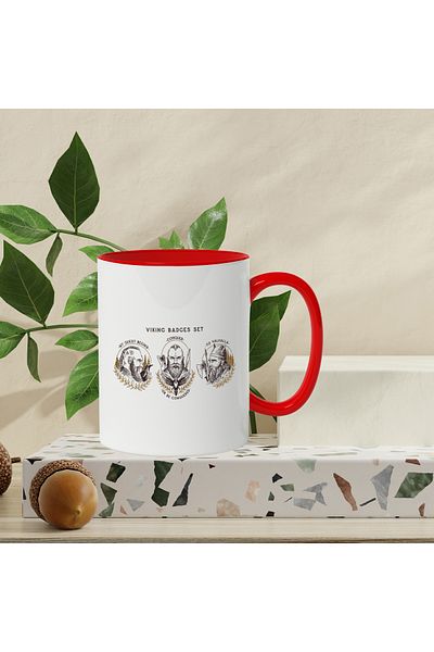 StoryGift Romania Mug With Viking Badges Set Message, Emblem, Valhalla, Multicolor 330 ml, Ceramic, With,STG.