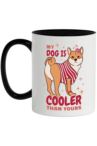 StoryGift Romania Mug With Message My Dog Is Cooler Than Yours, Shiba Inu, Stars, Multicolor 330 ml, , With