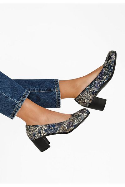 B T Shoes Dalida V2 Multi-Colored Leather Chunky Heel Shoes