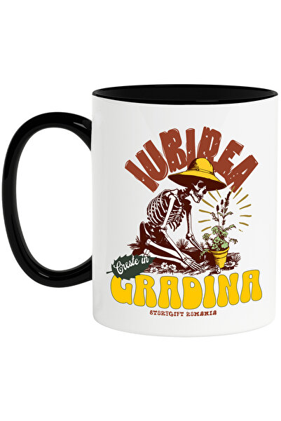 StoryGift Romania Cana Iubirea Creste In Gradina, Schelete Gradinar Natura, 330ml, Ceramica Cu Man, Cu ,stg