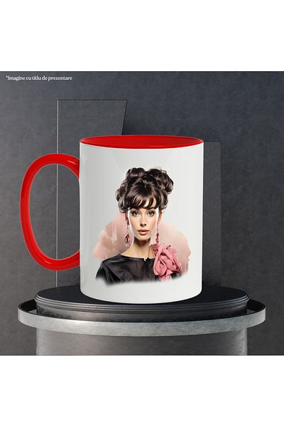 StoryGift Romania Mug With Audrey Hepburn, Actress, Old Movies, Star, Multicolor 330 ml, Ceramic, With,STG