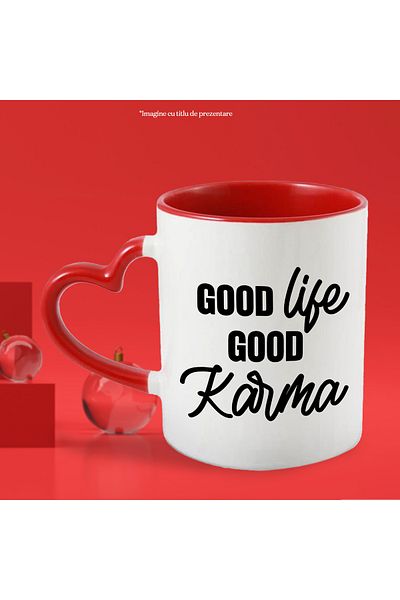 StoryGift Romania Mug with the message in English "Good life, good karma" - good life, good destiny with Ma, Cu, STG.