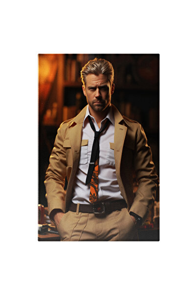 StoryGift Romania Tablou Canvas: Portret Barbat In Costum Bej Cravata Par Blo...