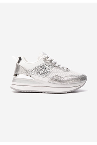 B T Shoes Stribrné dámské tenisky na platformě Hanifa