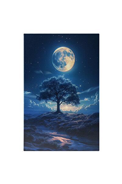 StoryGift Romania Tablou Canvas: Arbore Singuratic Înconjurat De Nori Și Lumi...