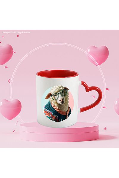 StoryGift Romania Cana Cu Oaie, Hipster, Ochelari, Pulover, Lana, Multicolor 330 Ml, Ceramica Cu M, Cu ,stg