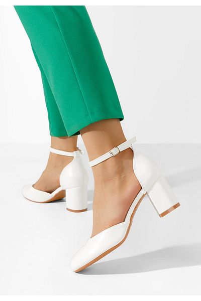 B T Shoes Fadivia V2 White Chunky Heel Shoes