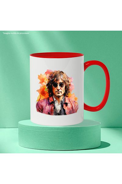 StoryGift Romania Mug With John Lennon, Musician, Celebrity, The Beatles, Multicolor 330 ml, Wax, With ,STG