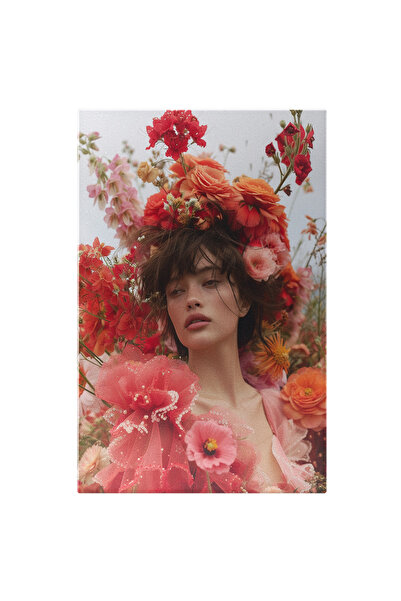 StoryGift Romania Tablou Canvas: Femeie Îmbrăcată În Flori- Culoare Și Artă P...
