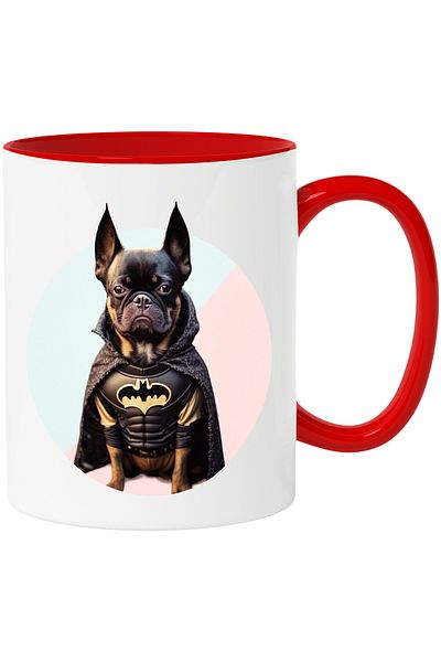 StoryGift Romania Superhero Dog Portrait Mug, Batman Custom Dog, Custom Dog with Pe, Cu