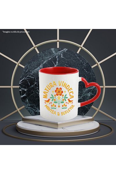 StoryGift Romania Nature heals the mind & soul relaxation mug, 330ml, Ceramic with Heart Handle R, With,STG.