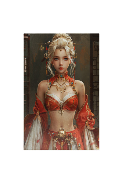 StoryGift Romania Tablou Canvas: Prințesă Avatar Cu Păr Alb Și Rochie Roșie Ș...