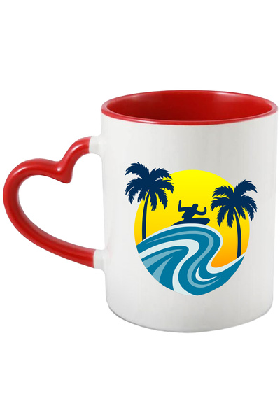 StoryGift Romania Cana Cu Apus, Val, Surfer, Ocean, Multicolor 330 Ml, Cerami...