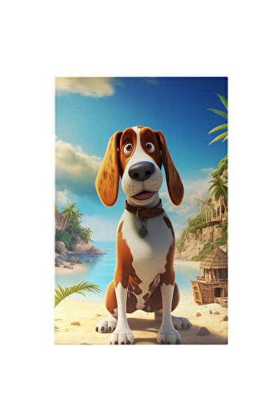 StoryGift Romania Tablou Canvas: Catelusul Cu Blana Alba-portocalie Cu Zgarda...