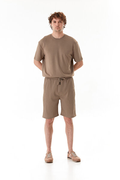 Fulla Moda Ελαστικό σορτς μέσης με ραβδώσεις