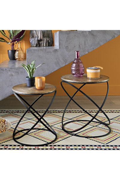 Atmosphera 2-Piece Etnik Elegant Design Side Table 45 x 40 x 40 cm