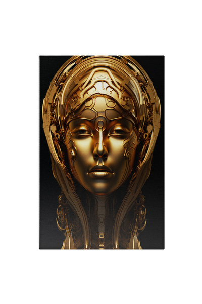 StoryGift Romania Tablou Canvas: Arta Feminina Portret Femeie Invelita In Culoarea Aurului Cu Ochii Calzi Si Buz
