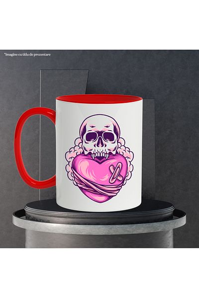 StoryGift Romania Mug With Skull, Heart, Bandage, Clouds, Fangs, Vampire, Multicolor 330 ml, Ceramic, With,STG