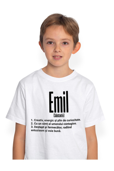 StoryGift Romania Tricou Copii Baieti Cu Numele Emil, Cu Mesaj Motivational, ...