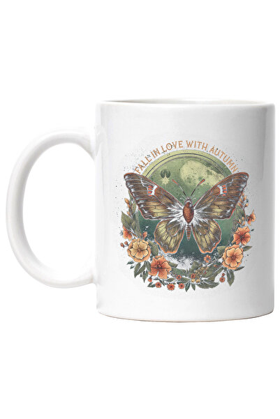 StoryGift Romania Cana Cu Mesaj In Engleza Fall In Love With Autumn, Fluture,...