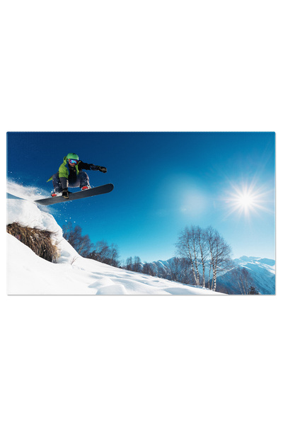StoryGift Romania Tablou Canvas Snowboarder Saritor Din Zapada In Munti: Snow...