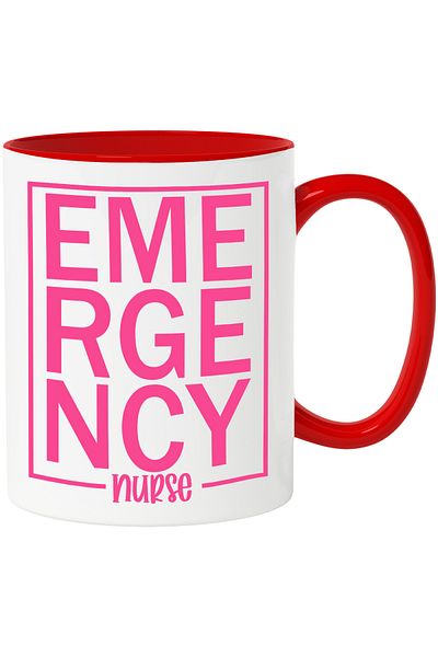 StoryGift Romania Mug for emergency nurses with Red Handle, With Red Handle STG, STG