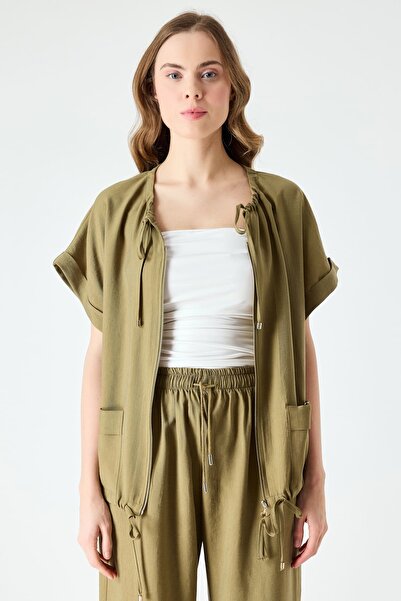 FEVER Tencel karışımlı fermuarlı gömlek