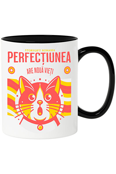 StoryGift Romania Cana Pisica Uimita, Text Perfectiunea Are Noua Vi, 330ml, C...