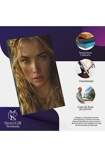 StoryGift Romania Tablou Canvas: Chip Blond Cu Ochii Verzi Cadru Din Apropiere- Frumusețe Și Artă Foto Pictura D