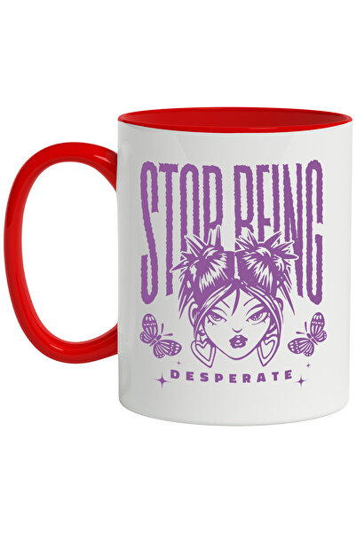 StoryGift Romania Cana Cu Mesaj In Engleza Stop Being Desperate, Fluturi, Fat...