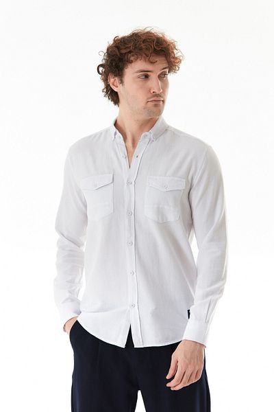 Fulla Moda Πουκάμισο με διπλή τσέπη με ζιγκ-ζαγκ σχέδιο