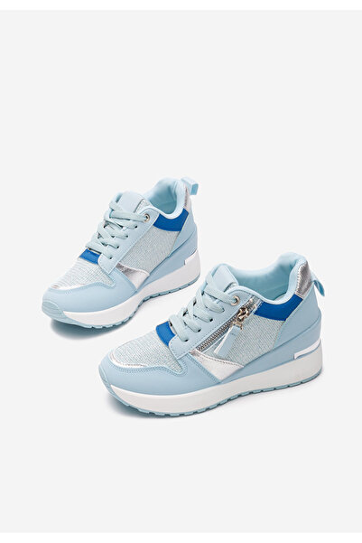 B T Shoes Svetlě modré dámské tenisky na klínku Zenna