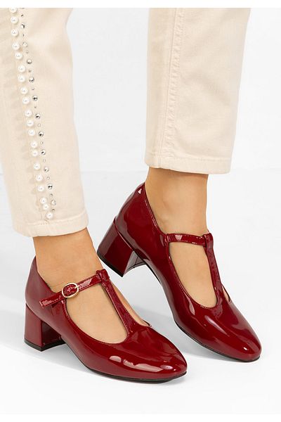 B T Shoes Kiora Red Chunky Heel Shoes