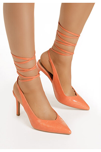 B T Shoes Oranžové lodičky s otevřenou pätou Laila